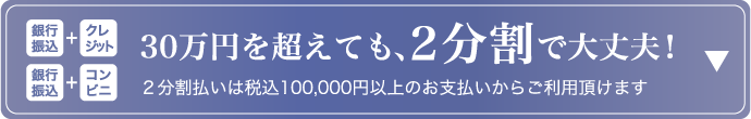 30万円を超えても、2分割で大丈夫！