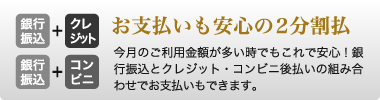 お支払いも安心の2分割払